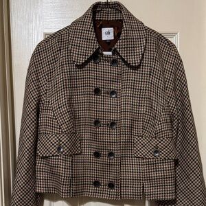 CAbi Brown Houndstooth cropped blazer